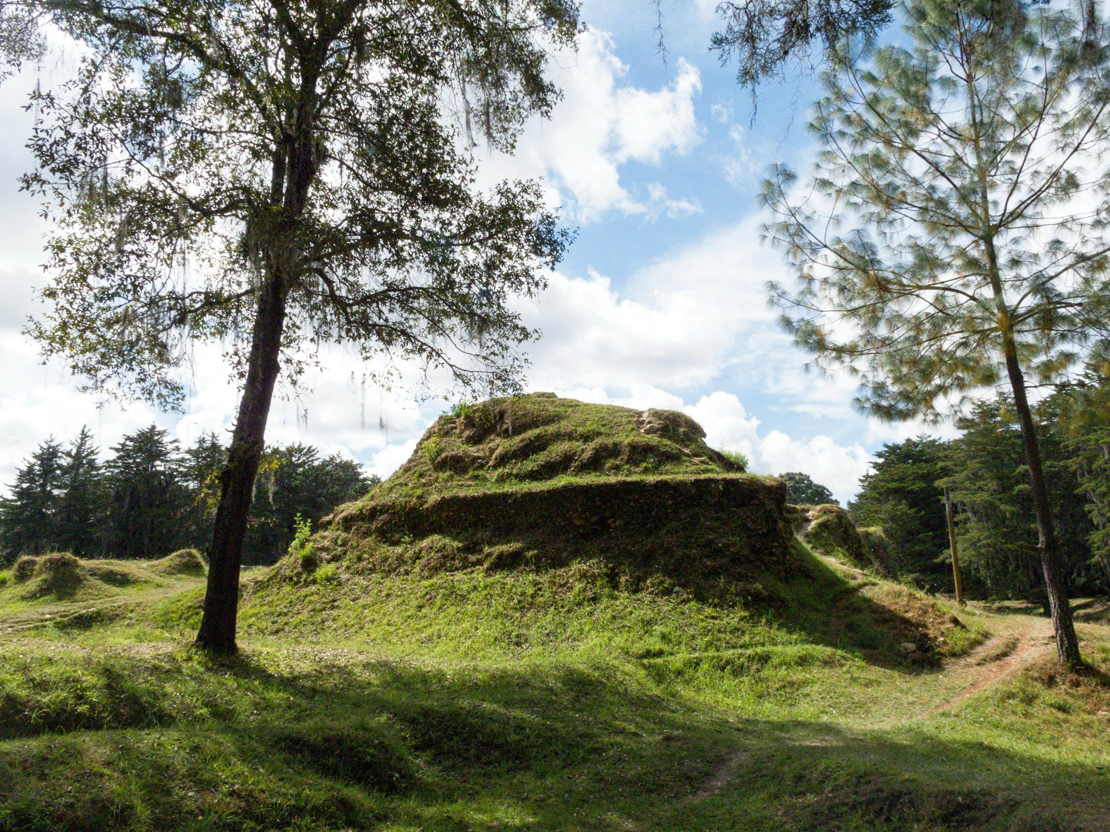 Quiche Mayan capital burned by Pedro de Alvarado in 1524. Major unexcavated Mayan archeological site.
The ruins of the ancient K'iche' Maya capital of K'umarcaaj 